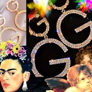 👠Chic "G" Logo Designer  Crystal earrings! ❤️💗